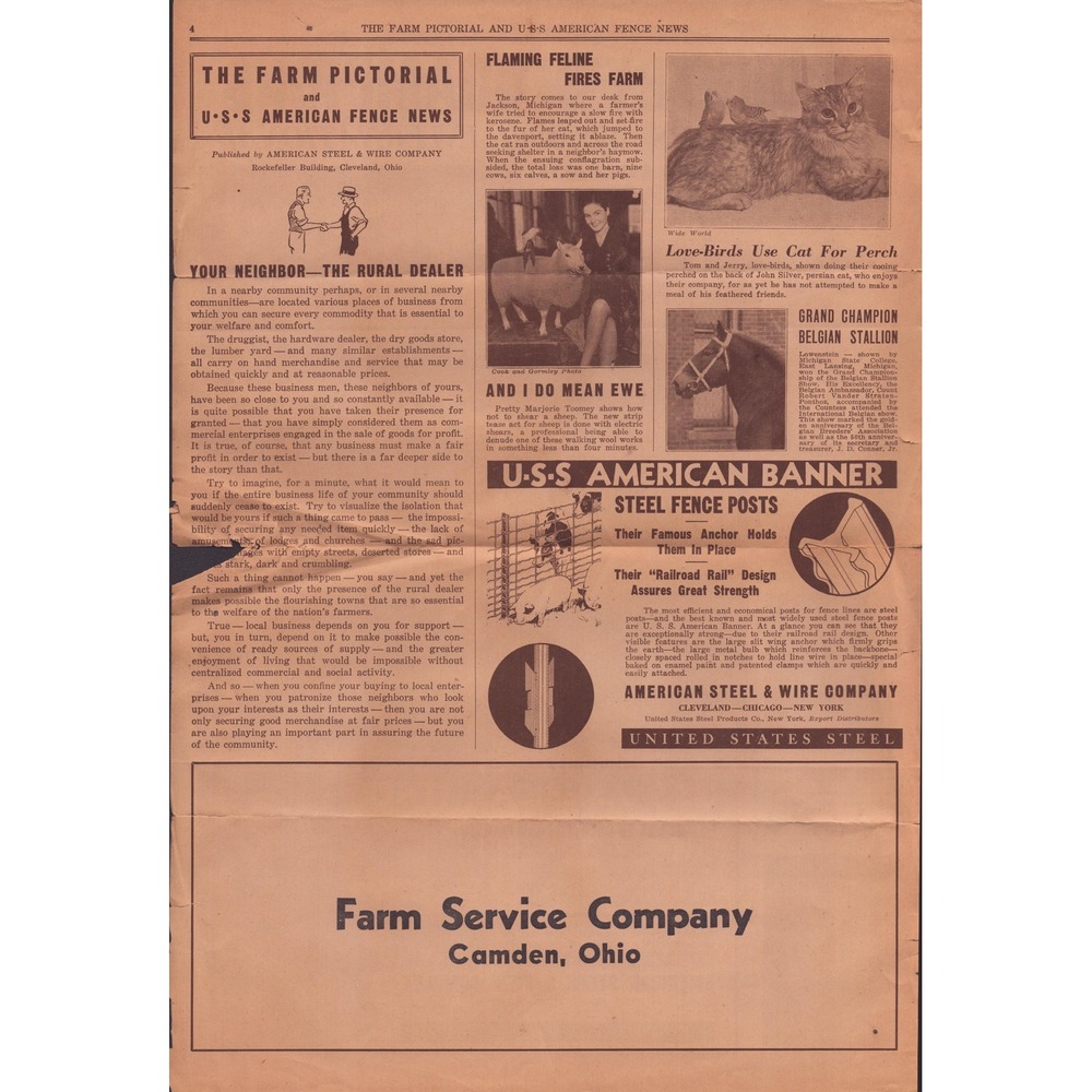 1938 The Farm Pictorial USS American Fence News Newspaper Livestock Show 11x16 - Picture 2 of 2